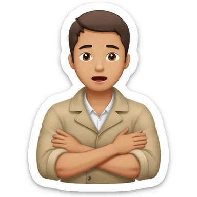 guy crossing arms holding neck sticking tongue out and eyes closed ￼ sticker