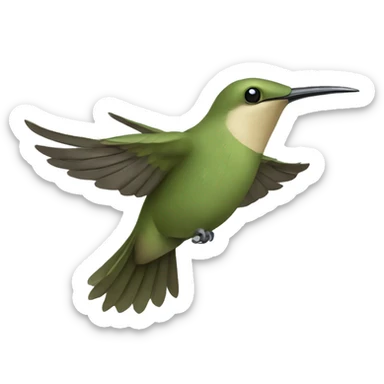 Khaki green kolibri bird flying  sticker