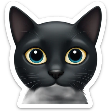 Black cat with cloudy eyes sticker
