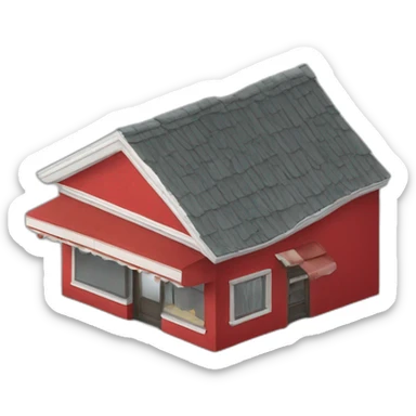 Grandma's store building with red color elements sticker