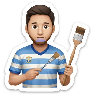 create an emoji of Lionel Messi in an Argentina shirt holding a paintbrush sticker
