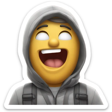 Epji qui pleure avec une main sur la bouche et une autre si main qui point la tête  sticker