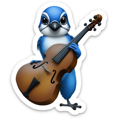 Blue Jay playing double bass sticker