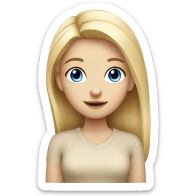 Pretty blue eyed girl with blond hair in beige shirt sticker