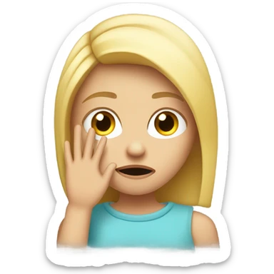 Blond girl covering her eye with hand looking shocked sticker