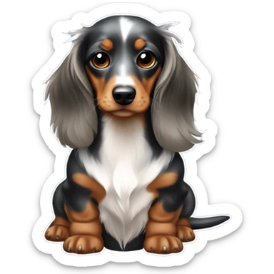 isabella tan dapple dachshund long hair with white chest and paws sticker