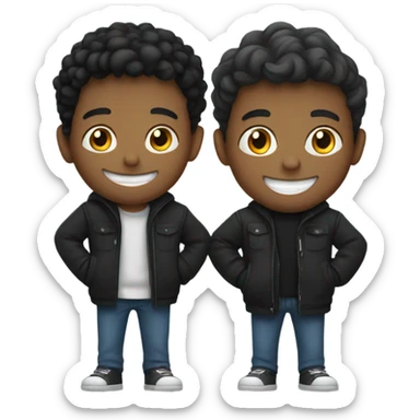 two boys smiling in jackets but they’re black sticker