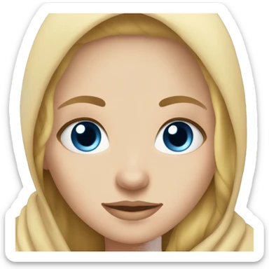 blonde girl middle part blue eyes in blanket sticker