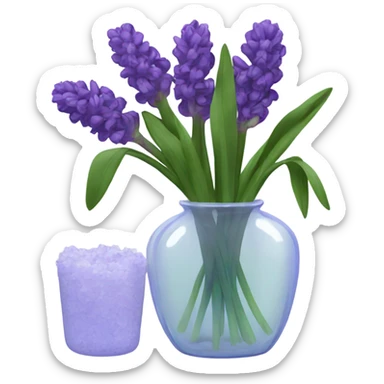 A clear vase holding hyacinths sticker