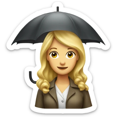 Blond haired lady with an umbrella sticker