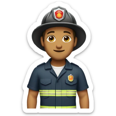 firefighter with tan skin, stubble, and a side part combed over sticker