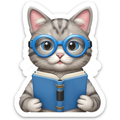 funny cat with planner with blue goggles sticker