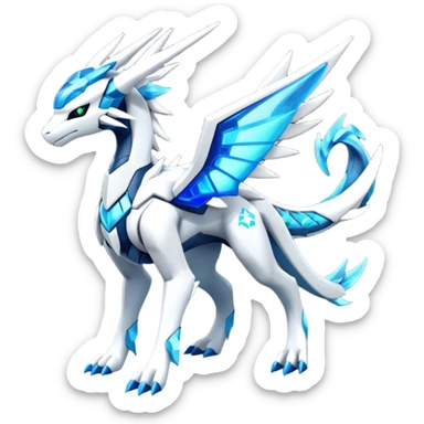 Futuristic Kyurem-reshiram-Glaceon-dialga-suicune-hybrid, full body sticker