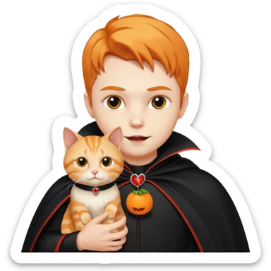 vampire cradling orange tabby sticker