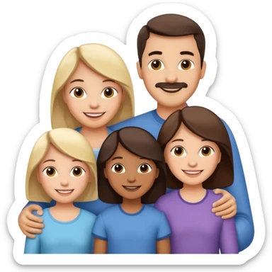 Happy family of 5: mom, dad, two sisters and brother sticker