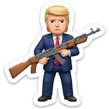 Donald trump cartoon with an ak47 sticker
