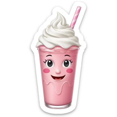 strawberry milkshake with a face and earrings sticker