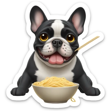 French bull dog eating noodles  sticker