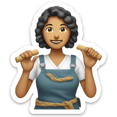 mujer tejiendo sticker