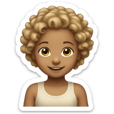 smiling baby girl with light tan skin that has tight curly hair sticker