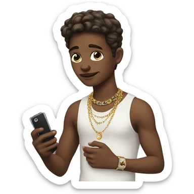 boy with phone and jewelry same but brunette sticker