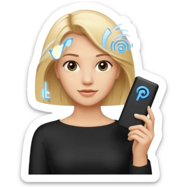 mujer  joven rubia con modem de internet sticker