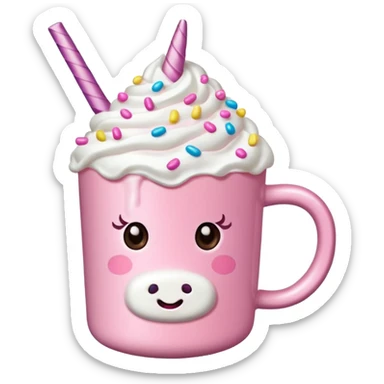 Make a pink unicorn hot cocoa sticker