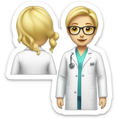 blonde with eyeglass wearing lab coat tipsy sticker