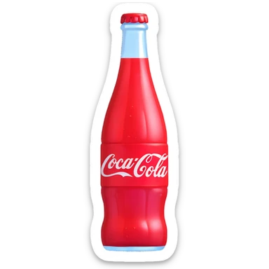 glass bottle of Coca Cola with fizzy bubbles sticker