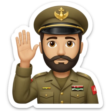 surrenders, depicts an Iraqi soldier from 1980, with a beard, a sad face and raised hands sticker