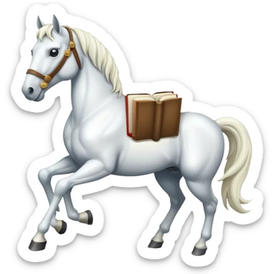 white horse with book sticker
