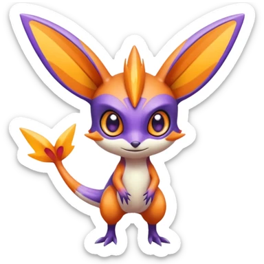 Colorful Shiny Exotic Victini-Salandit-Aurorus-Fakémon-hybrid-creature (full body)  sticker