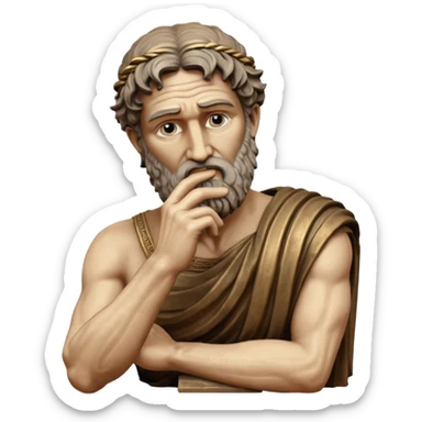 Ancient Greek King Odysseus Statue Thinking with Hand on Chin sticker