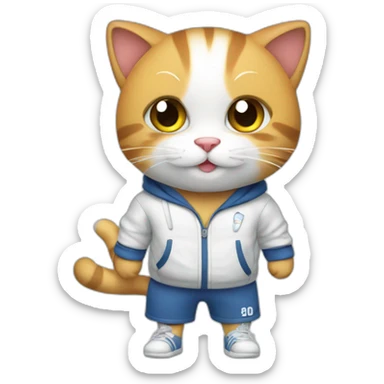 cute cat in sportswear  sticker