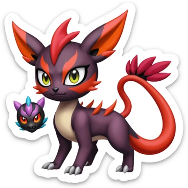 Colorful Cool Badass  Meloetta-Litten-Noibat-Guilmon-Darkrai-Pokémon-Fakémon-fusion-hybrid-creature sticker