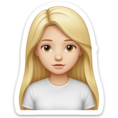 girl with long blond hair dressed in a white shirt sticker