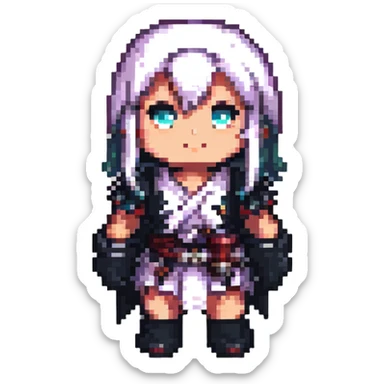 anime character in pixel art style sticker
