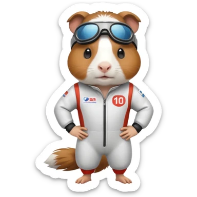 guinea pig in a racing suit sticker