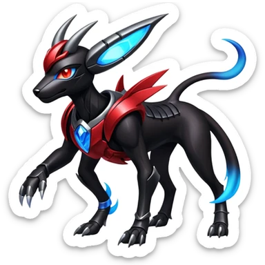 Shiny Gothic Exotic Futuristic Houndoom-Genesect-Pokémon-Fakémon-hybrid-creature sticker