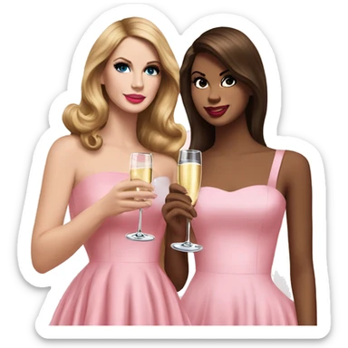 Lana del Rey & Taylor Swift drinking champagne pink dress sticker