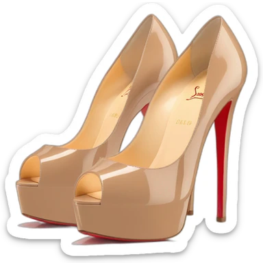 Louboutin nude patent Leather Lady Peep Toe Platform sticker