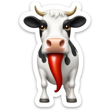red Chili pepper shaped as a cow sticker