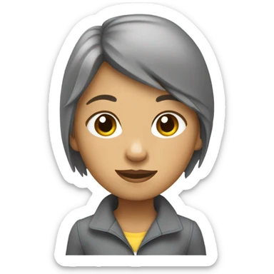 chica pelo chino con gato gris sticker