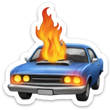 Car on fire sticker