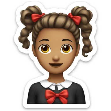 A girl with split dyed hair and a red bow  sticker