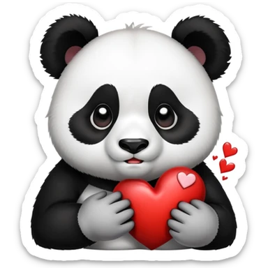 Girl panda tearing up a heart sticker