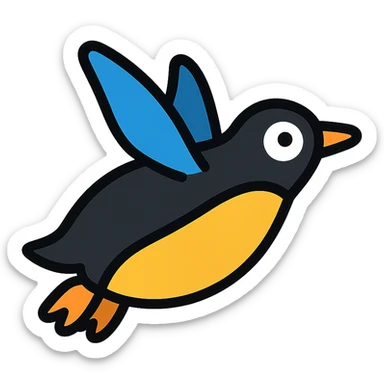 penguin flying sticker