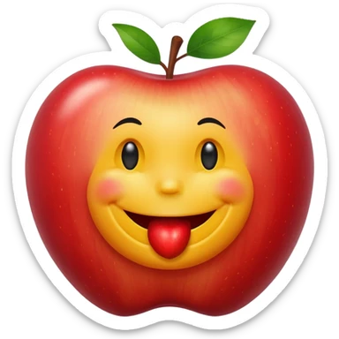 smiley face eats apple sticker