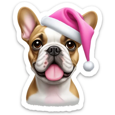french bulldog with pink christmas hat sticker