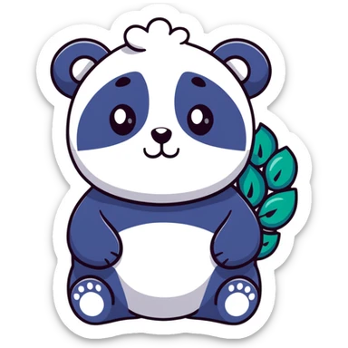 Chubby panda with peacock tail and sparkly eyes sticker